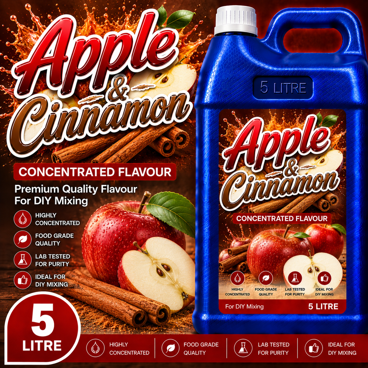 Apple & Cinnamon DIY E-Liquid Flavour Concentrate 5L - Absolute Vape