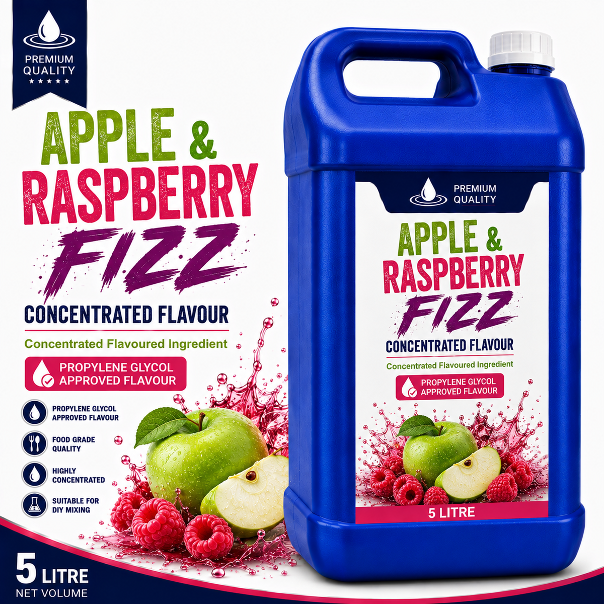 Apple & Raspberry Fizz DIY E-Liquid Flavour Concentrate 5L - Absolute Vape