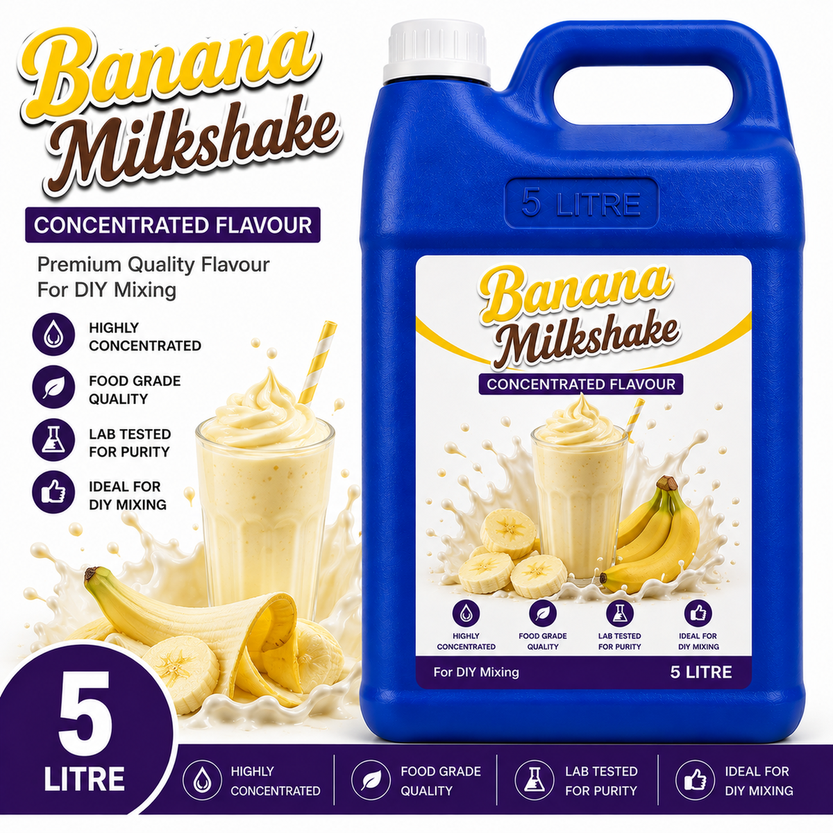Banana Milkshake DIY E-Liquid Flavour Concentrate 5L - Absolute Vape