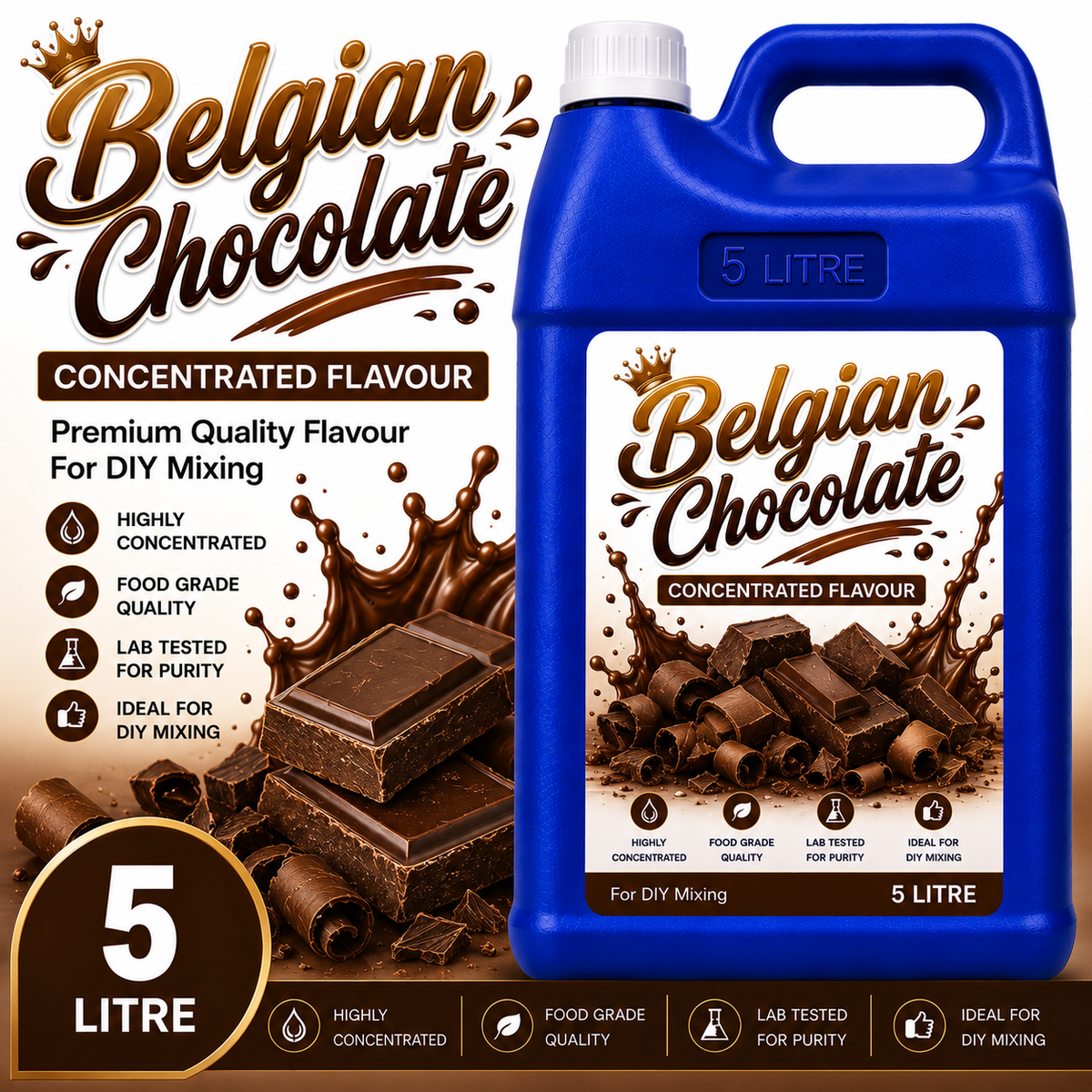 Belgian Chocolate DIY E-Liquid Flavour Concentrate 5L - Absolute Vape