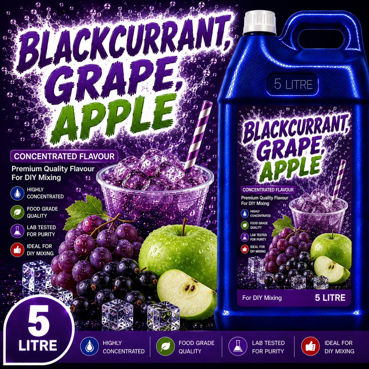 Blackcurrant, Grape, Apple DIY E-Liquid Flavour Concentrate 5L - Absolute Vape