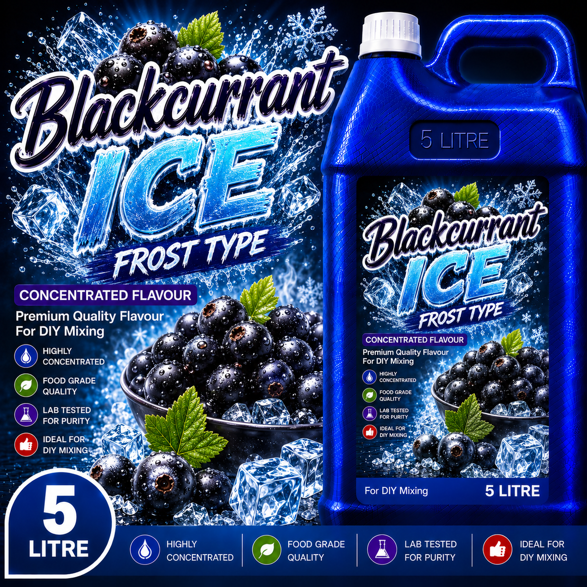 Blackcurrant Ice (Frost Type) DIY E-Liquid Flavour Concentrate 5L - Absolute Vape
