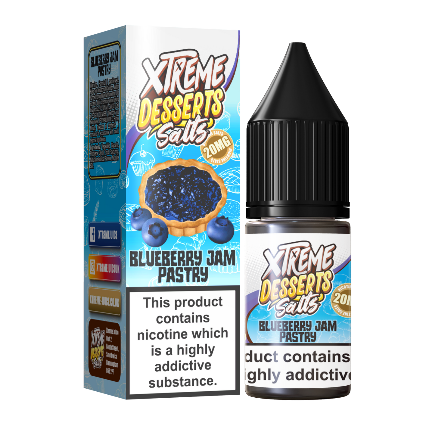 Blueberry Jam Pastry Nic Salt E-Liquid - 10mg & 20mg By Xtreme Desserts Salts