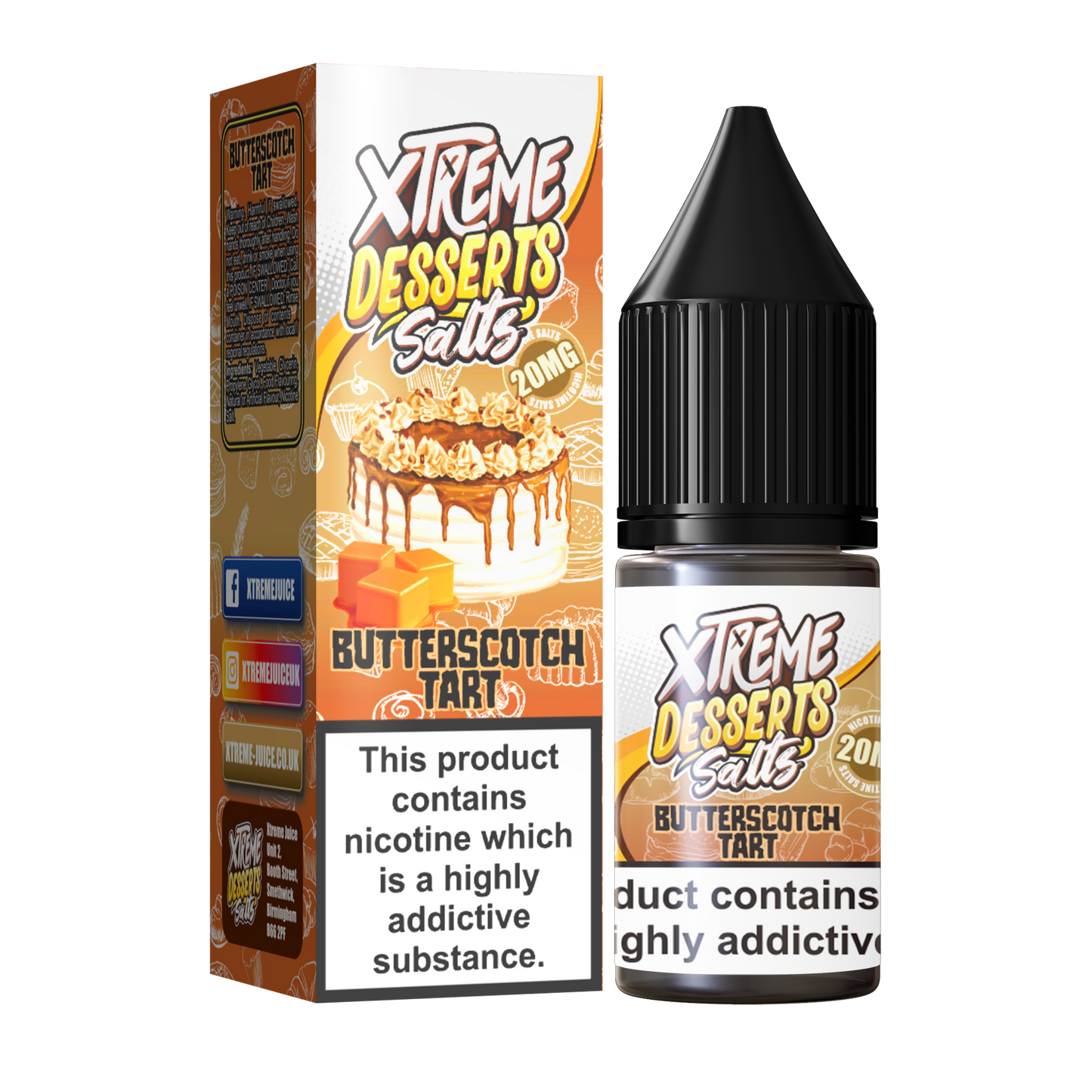 Butterscotch Tart Nic Salt E-Liquid - 10mg & 20mg By Xtreme Desserts Salts