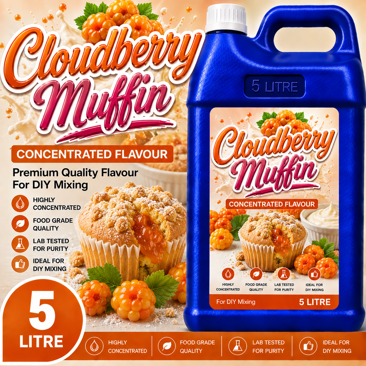 Cloudberry Muffin DIY E-Liquid Flavour Concentrate 5L - Absolute Vape