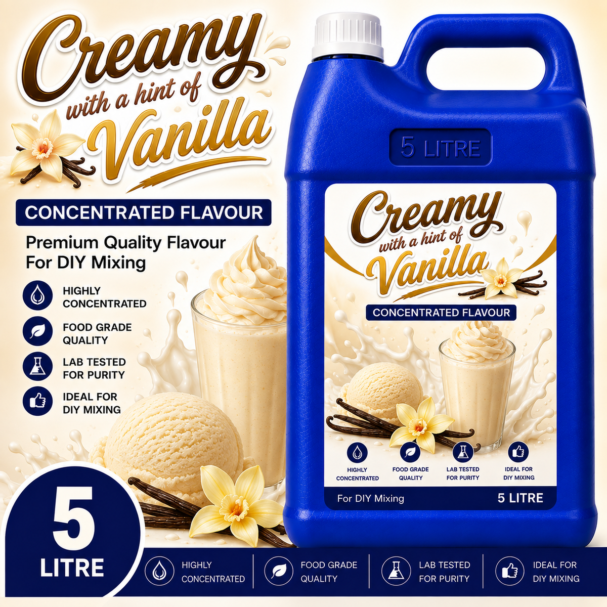 Creamy with a hint of Vanilla DIY E-Liquid Flavour Concentrate 5L - Absolute Vape