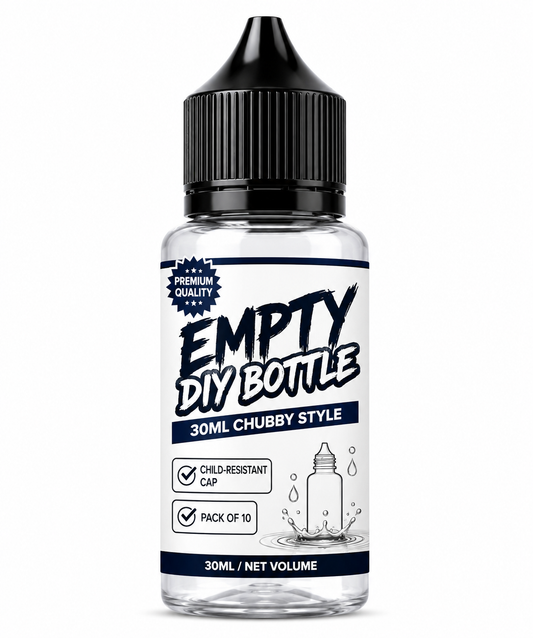 30ml Empty DIY Bottle - chubby style, child-resistant cap, pack of 10 - Absolute Vape