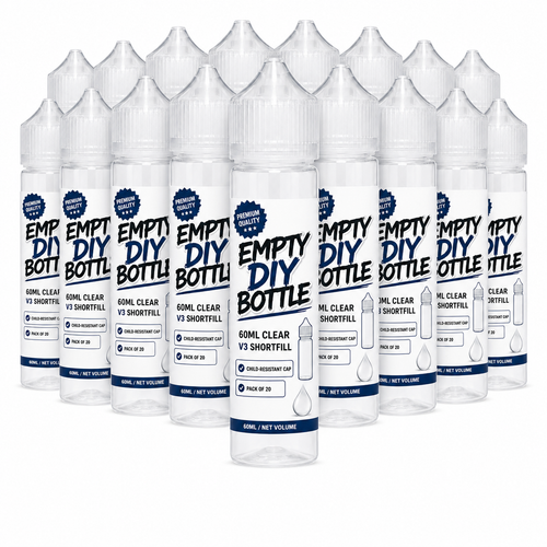 60ml Empty DIY Bottle - V3 shortfill style, pack of 20, child-resistant cap - Absolute Vape