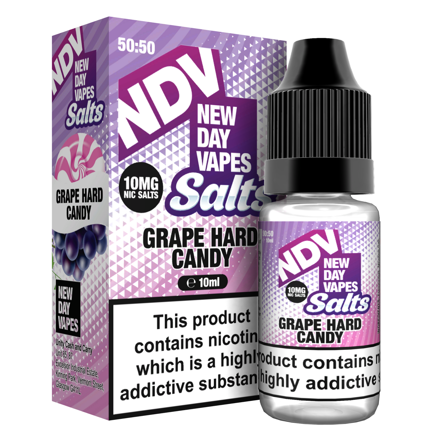Grape Hard Candy Nic Salt E-Liquid 10ml - NDV Salts 10mg & 20mg NDV Salts