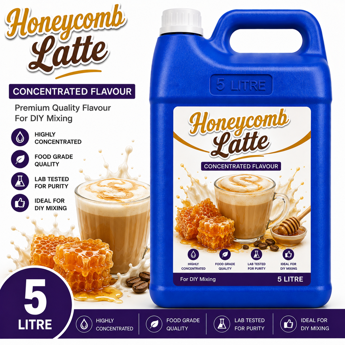 Honeycomb Latte DIY E-Liquid Flavour Concentrate 5L - Absolute Vape