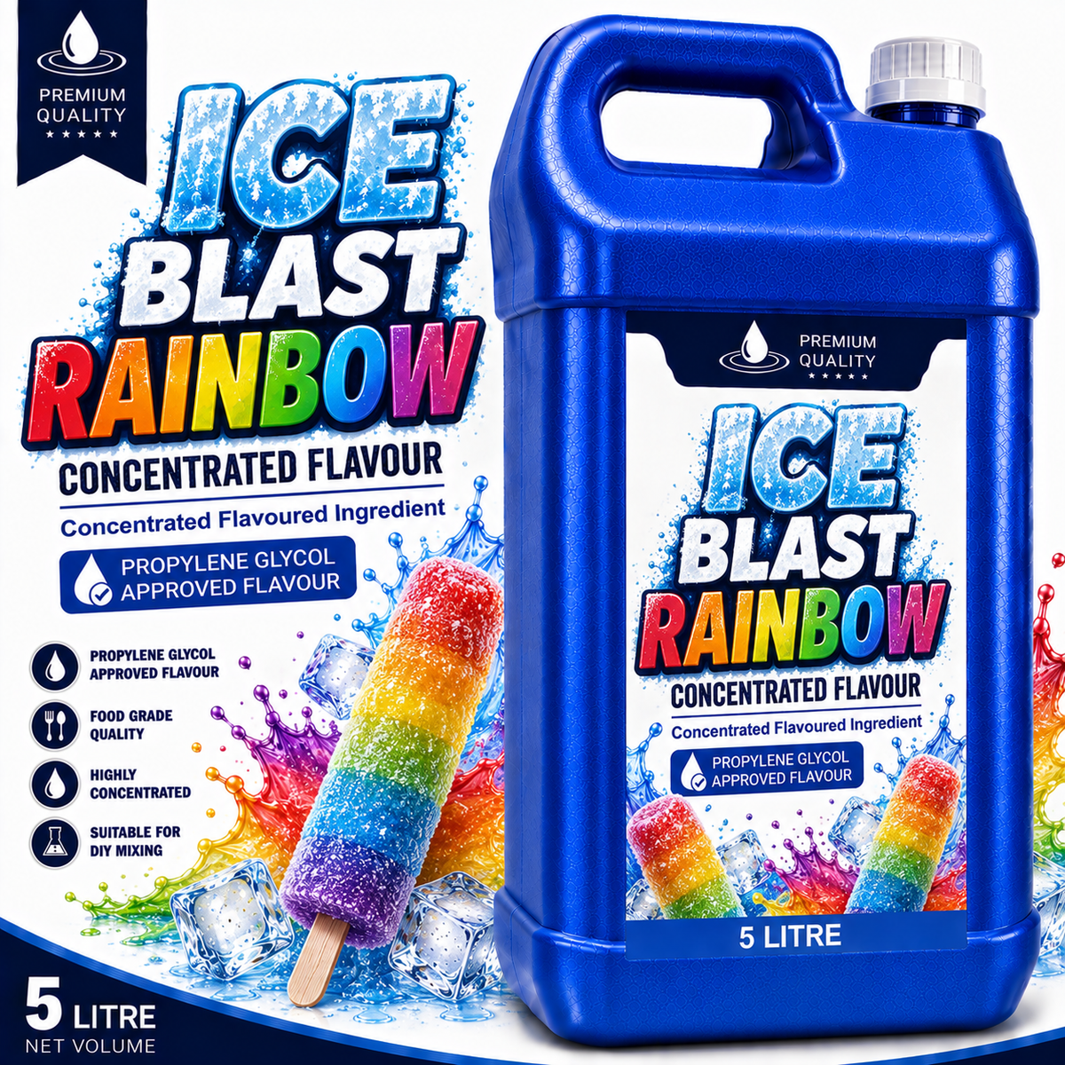 Ice Blast Rainbow DIY E-Liquid Flavour Concentrate 5L - Absolute Vape