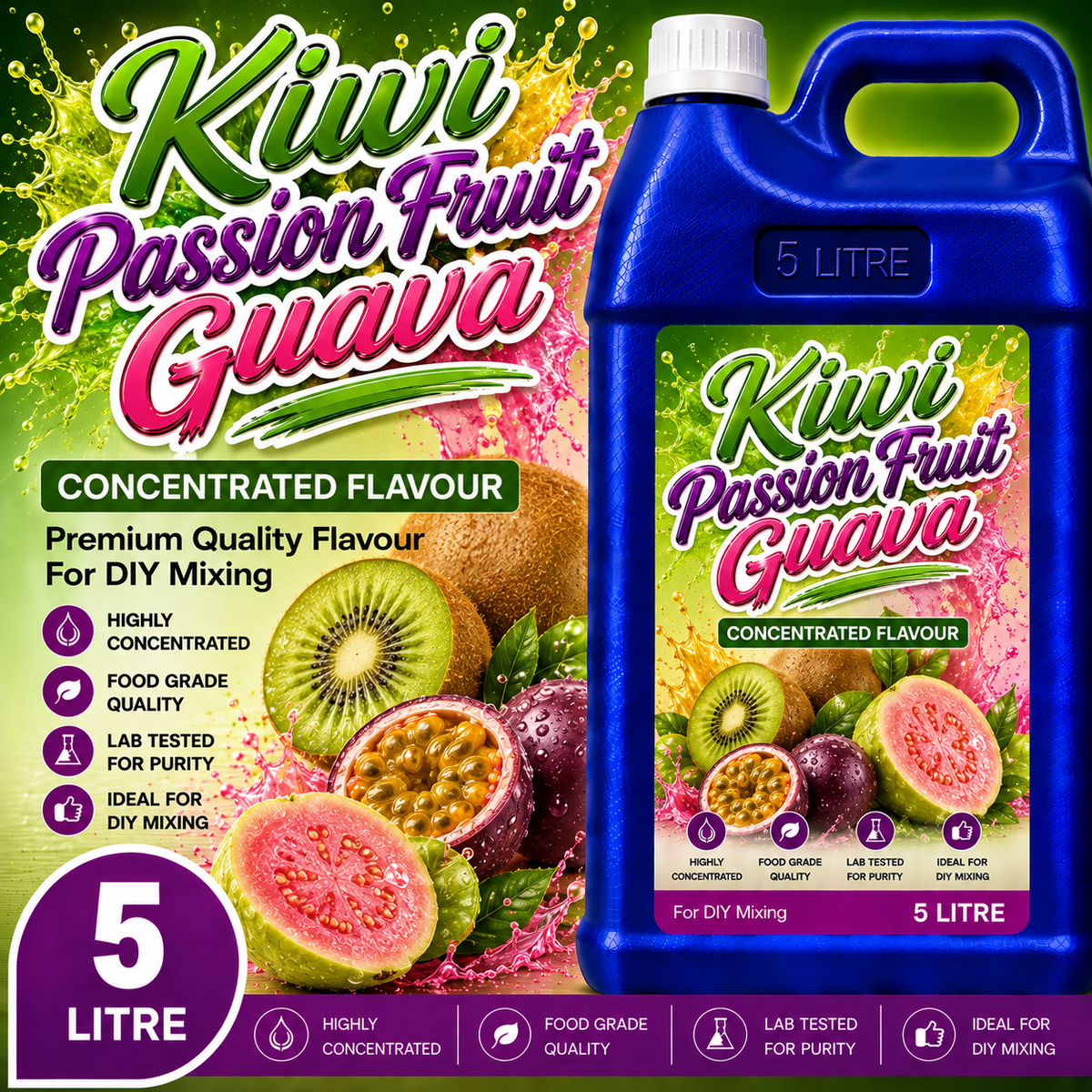 Kiwi Passion Fruit Guava DIY E-Liquid Flavour Concentrate 5L - Absolute Vape