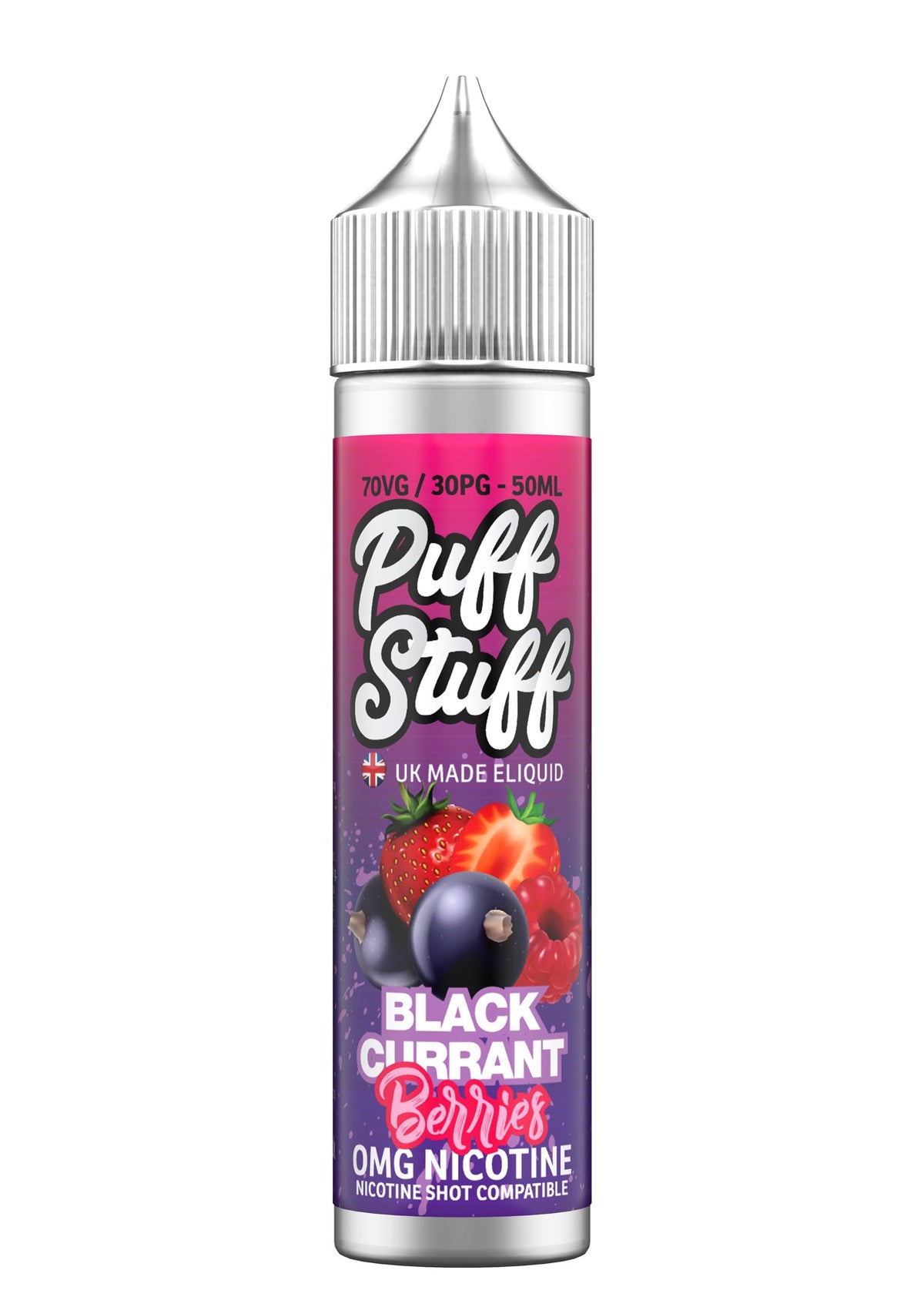 Puff Stuff Blackcurrant Berries 50ml shortfill e-liquid bottle