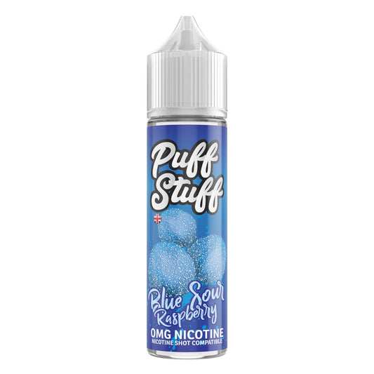 Puff Stuff Blue Sour Raspberry 50ml shortfill e-liquid bottle