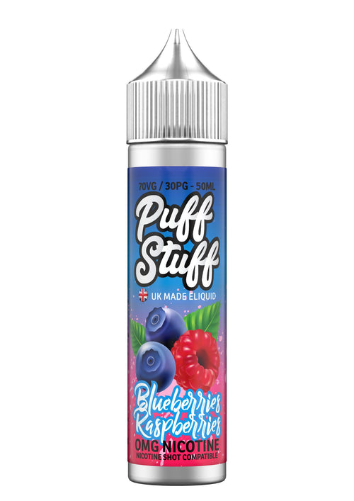 Puff Stuff Blueberries and Raspberries 50ml shortfill e-liquid bottle