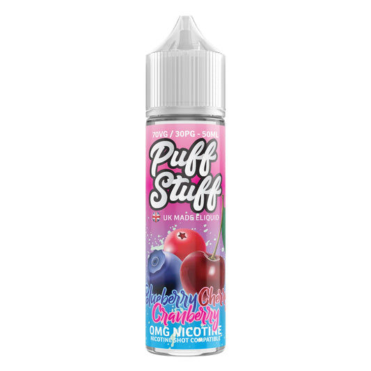 Puff Stuff Blueberry Cherry Cranberry 50ml shortfill e-liquid bottle