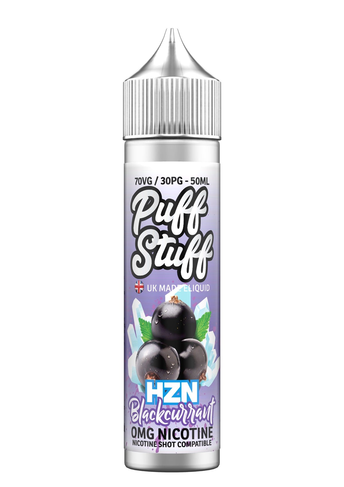 Puff Stuff HZN Blackcurrant 50ml shortfill e-liquid bottle