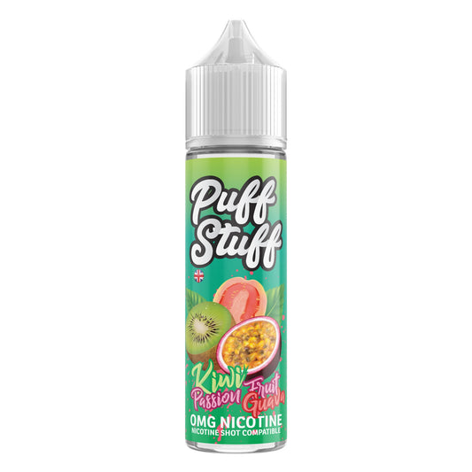 Puff Stuff Kiwi Passion Fruit Guava 50ml shortfill e-liquid bottle