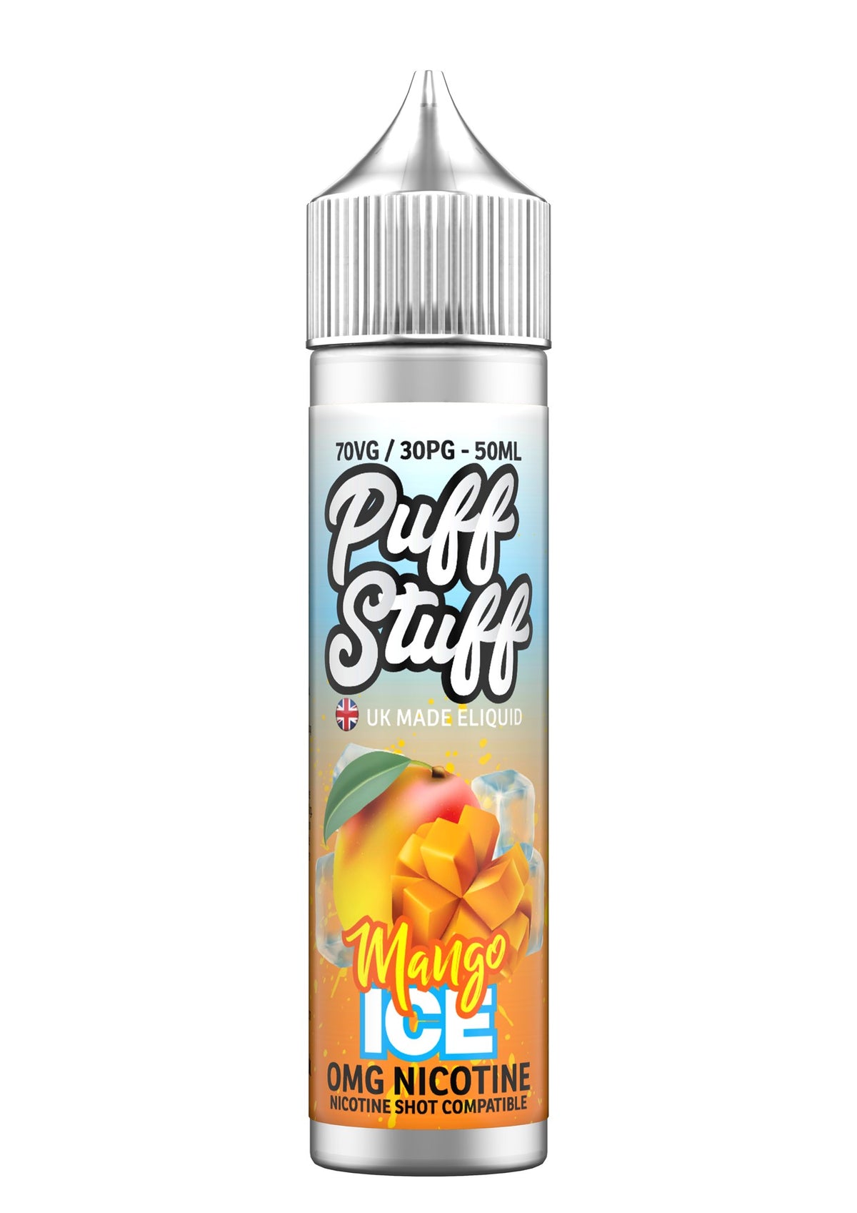 Puff Stuff Mango Ice 50ml shortfill e-liquid bottle