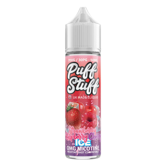 Puff Stuff Strawberry Raspberry Cherry Ice 50ml shortfill e-liquid bottle