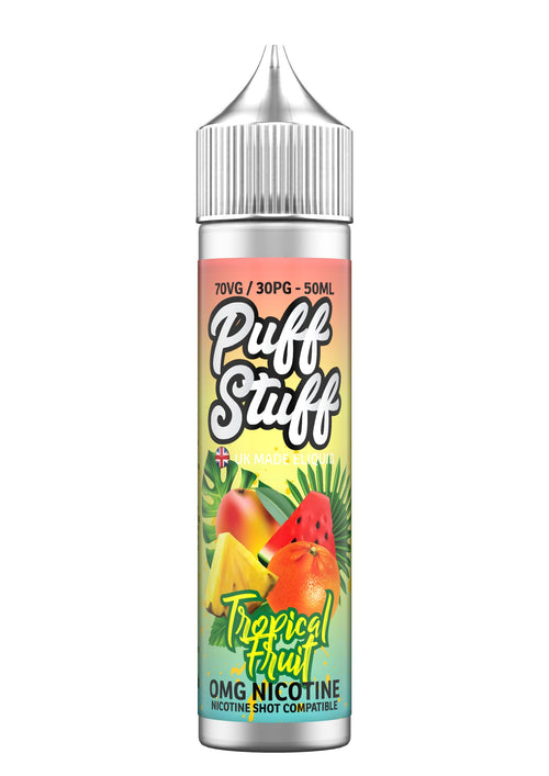 Puff Stuff Tropical Fruit 50ml shortfill e-liquid bottle