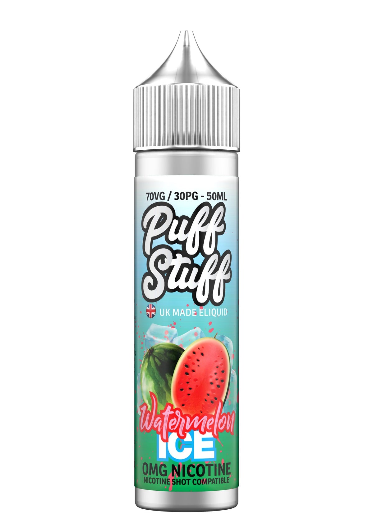 Puff Stuff Watermelon Ice 50ml shortfill e-liquid bottle
