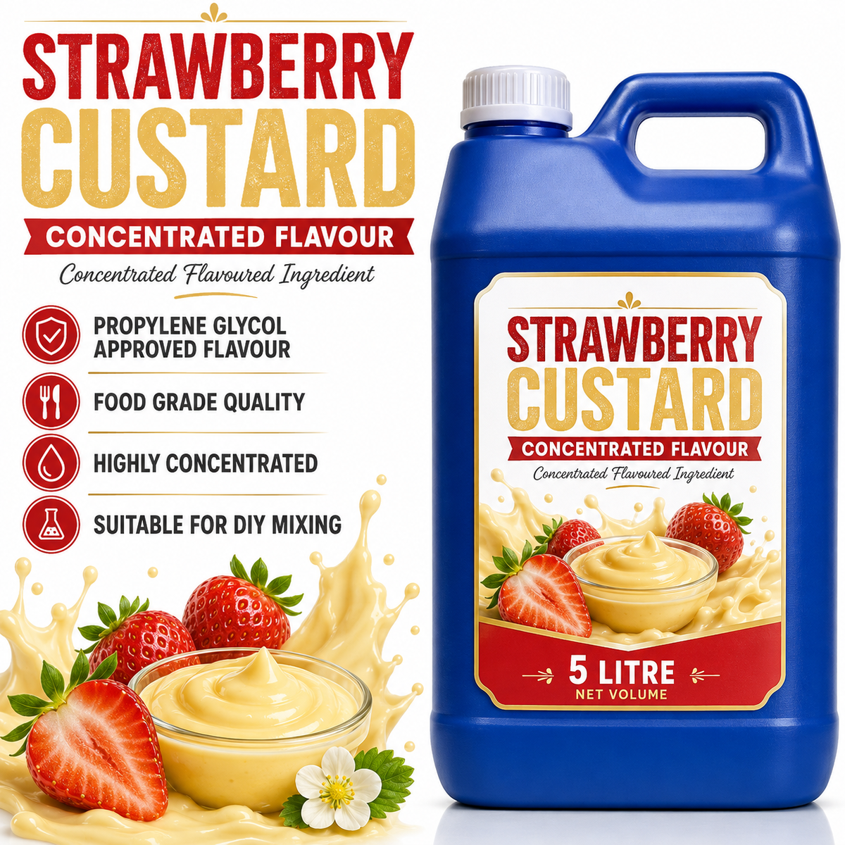 Strawberry Custard DIY E-Liquid Flavour Concentrate 5L - Absolute Vape