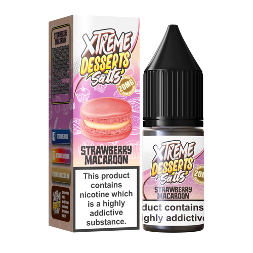 Strawberry Macaroon Nic Salt E-Liquid 10ml - Xtreme Desserts 10mg 20mg