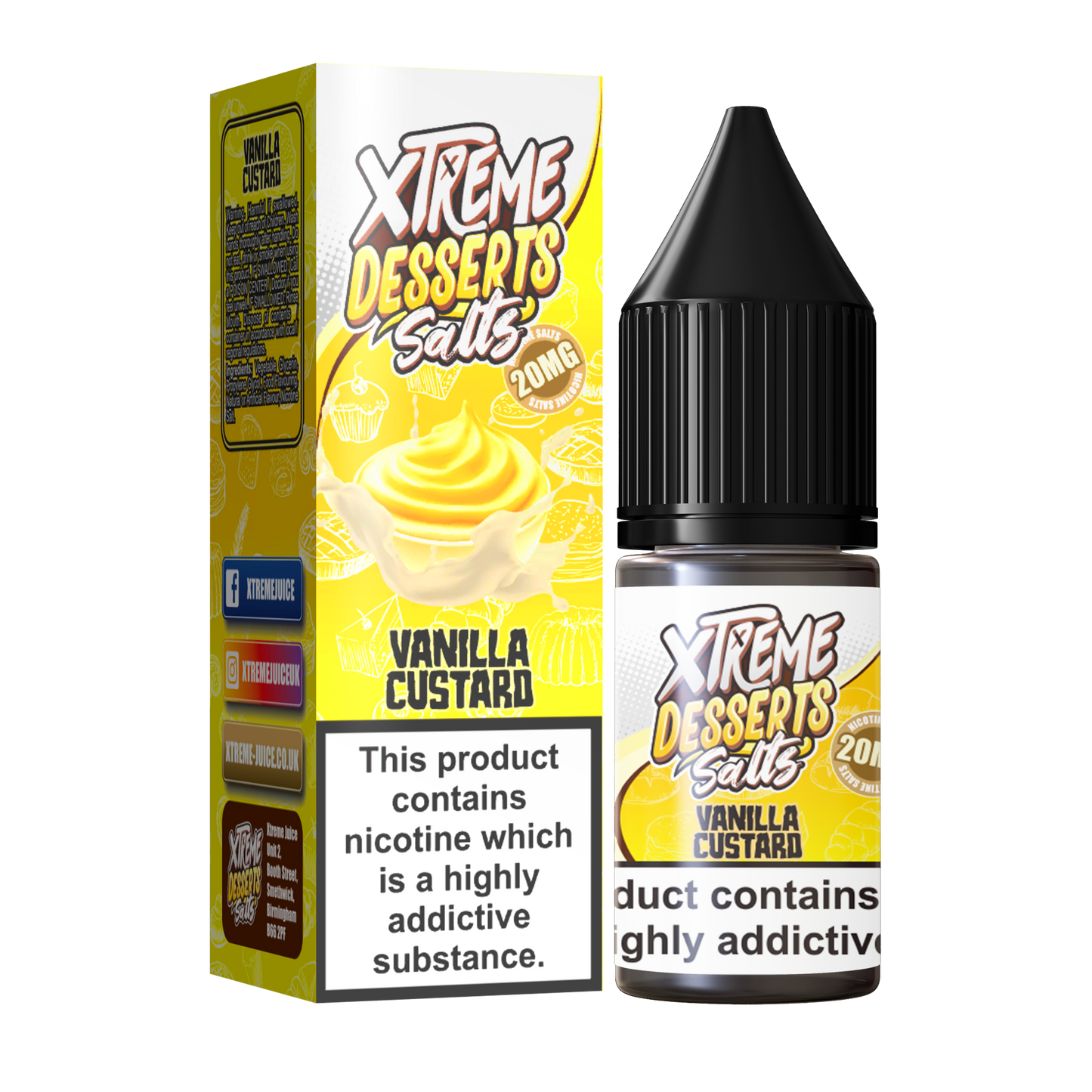 Vanilla Custard Nic Salt E-Liquid - 10mg & 20mg By Xtreme Desserts Salts