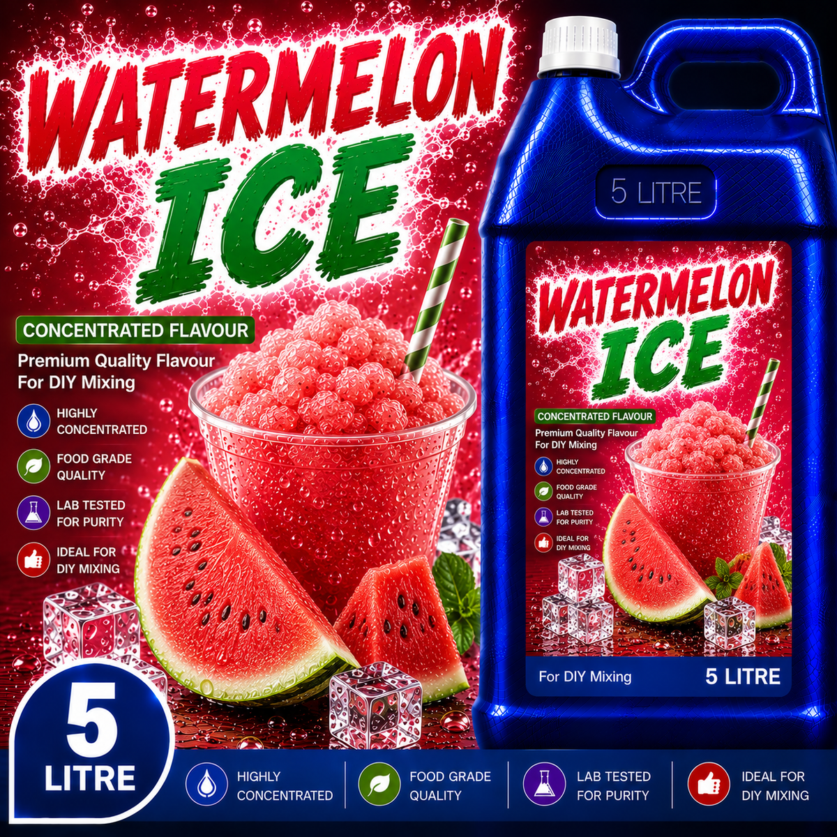 Watermelon Ice DIY E-Liquid Flavour Concentrate 5L - Absolute Vape